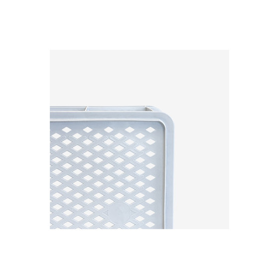 Perforated reinforced crate with stackable handles 400 x 350 mm - 11 L and 18 L - grey