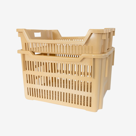 Stackable perforated pastry case 620 x 500 x 155 mm - 33 L - beige