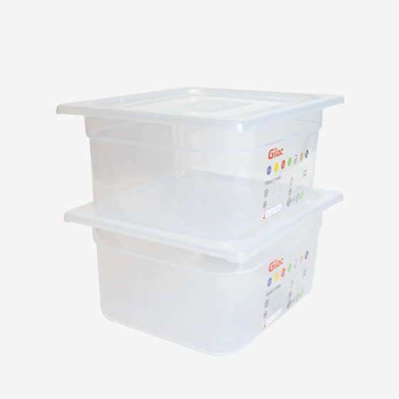 Bac gastronorme GN1/2 HACCP + couvercle - 150 mm - 9 L - Lot de 2