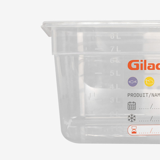 Bac gastronorme GN1/2 HACCP + couvercle - 150 mm - 9 L - Lot de 2