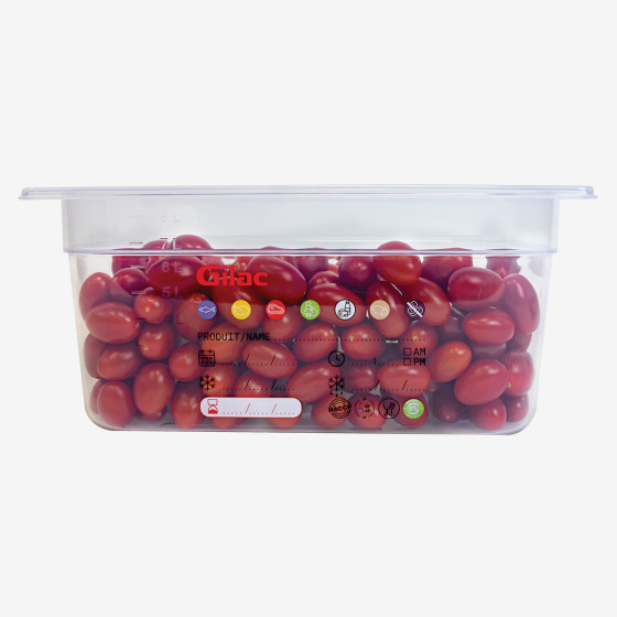 Bac gastronorme GN1/2 HACCP + couvercle - 150 mm - 9 L - Lot de 2