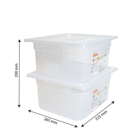 Bac gastronorme GN1/2 HACCP + couvercle - 150 mm - 9 L - Lot de 2