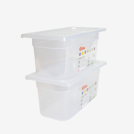 Bac gastronorme GN1/3 HACCP + couvercle - 150 mm - 5,5 L - Lot de 2