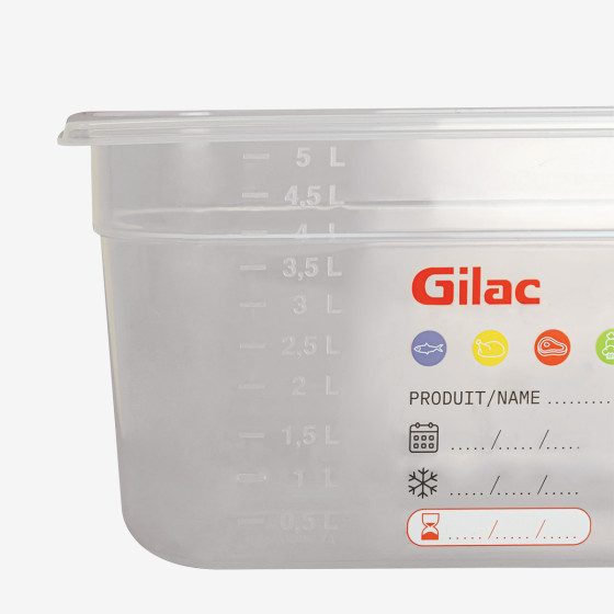 Bac gastronorme GN1/3 HACCP + couvercle - 150 mm - 5,5 L - Lot de 2
