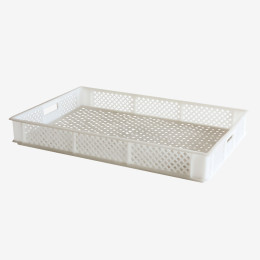 Finely perforated crate with handles 600 x 400 mm - 14 L and 22 L - white