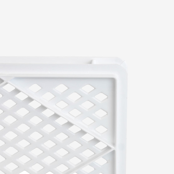 Caisse finement ajourée échancrée avec poignées 600 x 400 mm - 18 L et 45 L - blanc