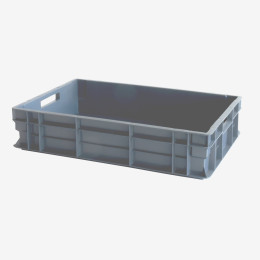 Reinforced tray with stackable handles 600 x 400 x 120 mm - 23 L - grey