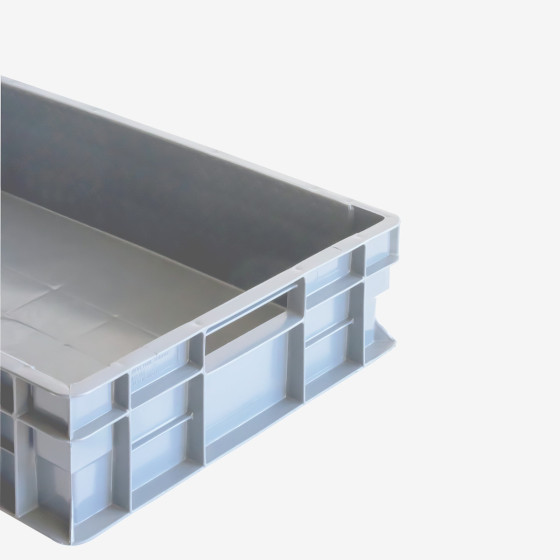 Reinforced tray with stackable handles 600 x 400 x 120 mm - 23 L - grey