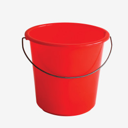 Lightweight round bucket with steel handle - 5 L - red