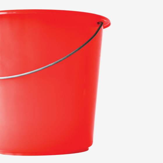Seau rond léger avec anse acier - 5 L - rouge