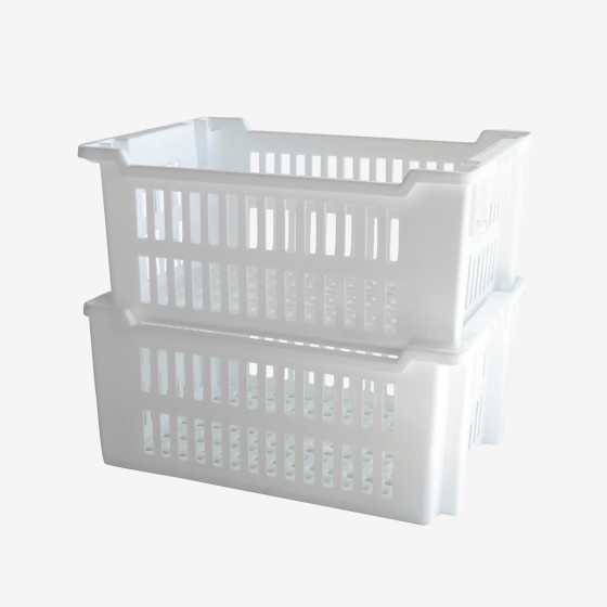 Stackable nestable openwork crate 400 x 300 x 175 mm - 14 L - 2 colours