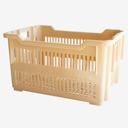 Caisse à viennoiseries ajourée empilable emboîtable 565 x 380 x 320 mm - 43 L - beige