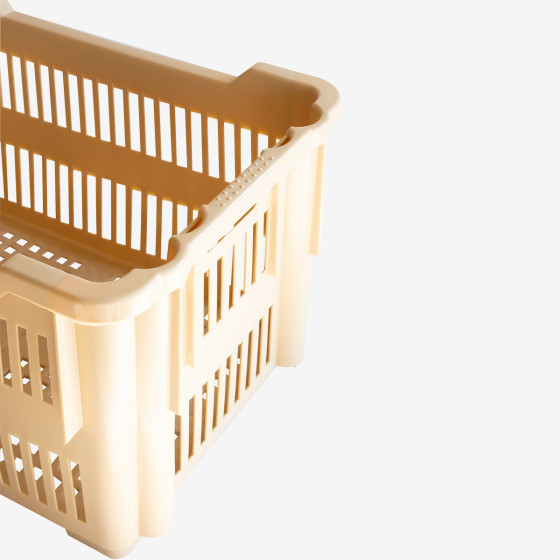 Caisse à viennoiseries ajourée empilable emboîtable 565 x 380 x 320 mm - 43 L - beige