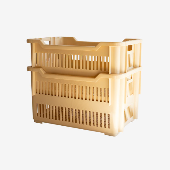 Caisse à viennoiseries ajourée empilable emboîtable 565 x 380 x 320 mm - 43 L - beige