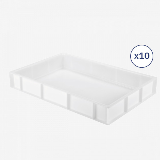 Set of 10 dough containers 600 x 400 x 90 mm, 15 L - white