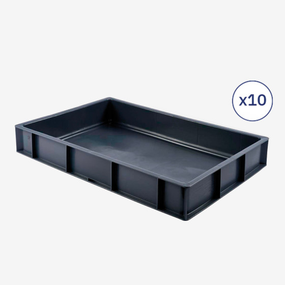 Lot 10 bacs à pâtons 600 x 400 x 90 mm 15 L