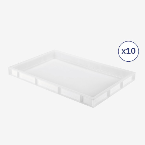 Lot 10 bacs à pâtons 600 x 400 x 55 mm 9 L - blanc