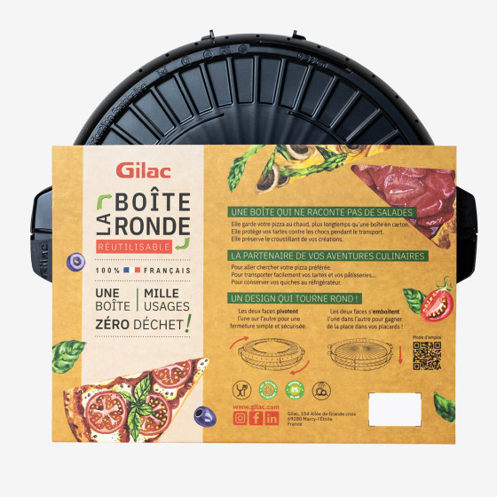 5 boîtes rondes réutilisables avec packaging