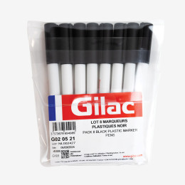 Pack of 8 water-erasable black markers