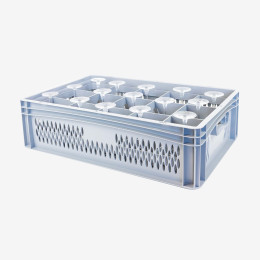 Transport crate for glasses diameter 107 mm  15 glasses  4 sizes
