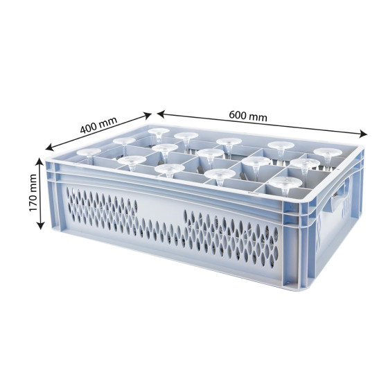 Transport crate for glasses diameter 107 mm  15 glasses  4 sizes