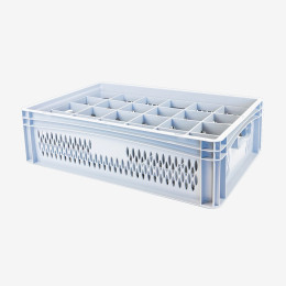 Transport crate for glasses diameter 85 mm  24 glasses  4 sizes