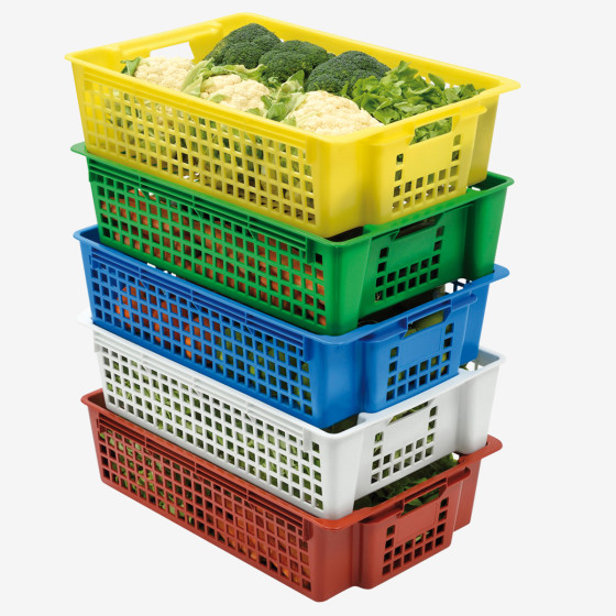 Stacking and nesting perforated crate - 28 L