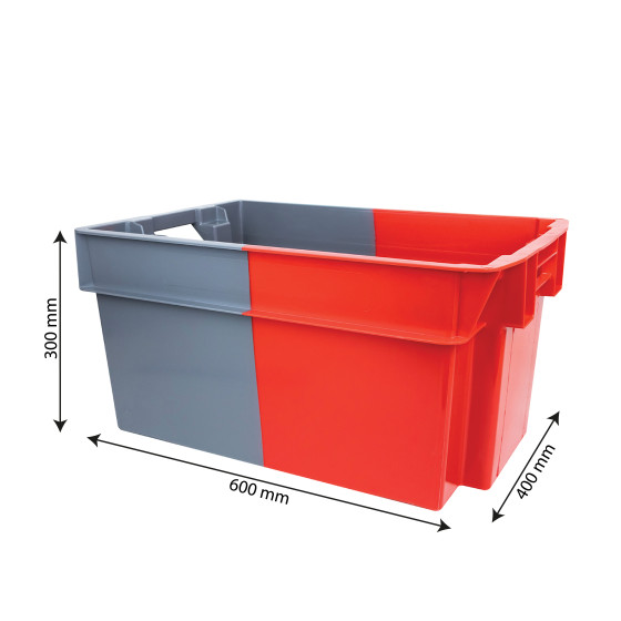 Bac empilable emboîtable 600 x 400 -  gris/rouge