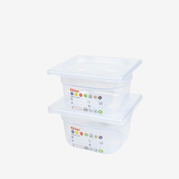 Bac gastronorme GN1/4 HACCP + couvercle - 100 mm - 2,6 L - Lot de 2