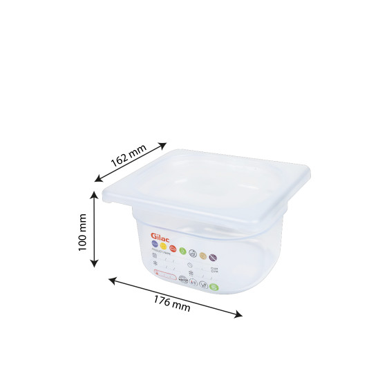 Gastronorm container + lid - GN1/4 HACCP - 100 mm - 2,6 L - Set of 2