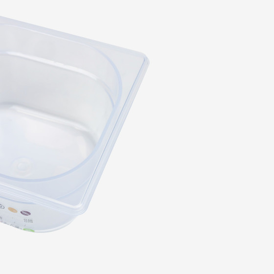 Bac gastronorme GN1/6 HACCP + couvercle - 100 mm - 1,6 L - Lot de 2