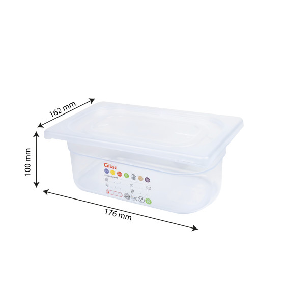 Gastronorm container + lid - GN1/6 HACCP - 100 mm - 1,6 L - Set of 2