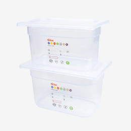 Bac gastronorme GN1/6 HACCP + couvercle - 150 mm - 2,3 L - Lot de 2