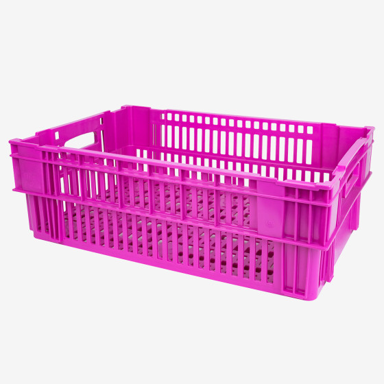 Nesting stacking perforated crate - 600 x 400 - Pink