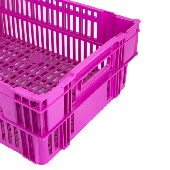 Nesting stacking perforated crate - 600 x 400 - Pink