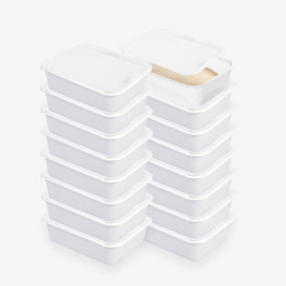 Set of 16 divider dough bins 20 L + 16 lids  white
