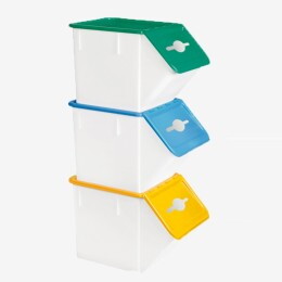 Bacs tri sélectif 40 L + couvercles - lot de 3