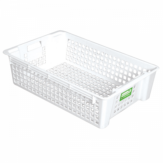 Biobased stacking and nesting perforated crate 28 L - white