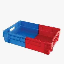 Two-tone nestable stackable solid crate