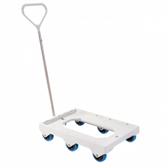 Silent 6-wheel dolly - stainless steel shaft