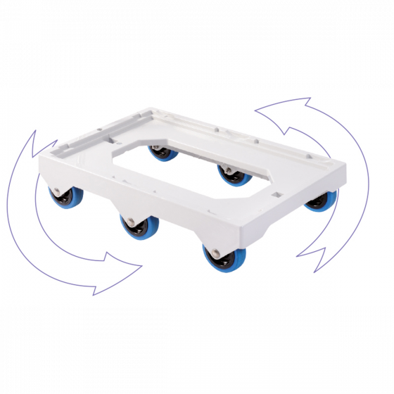 Silent 6-wheel dolly - steel shaft