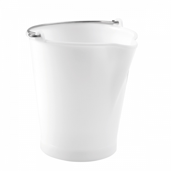 Round bucket with pouring spout + stainless steel handle