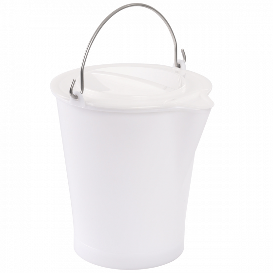 Round bucket with pouring spout + stainless steel handle