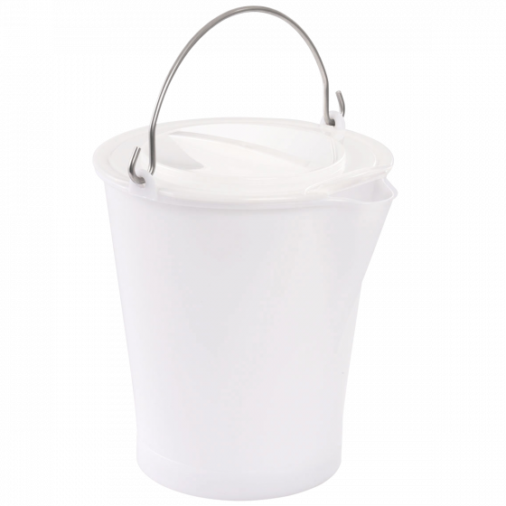 Round bucket with pouring spout + stainless steel handle