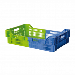 Two-tone nesting stacking perforated crate -  600 x 400