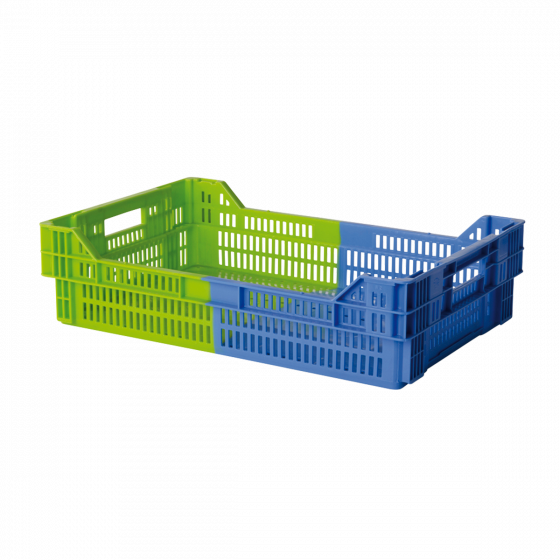 Two-tone nesting stacking perforated crate -  600 x 400