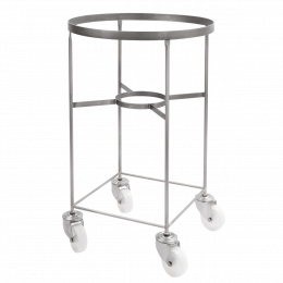 Stainless steel trolley for large volume semicircular container