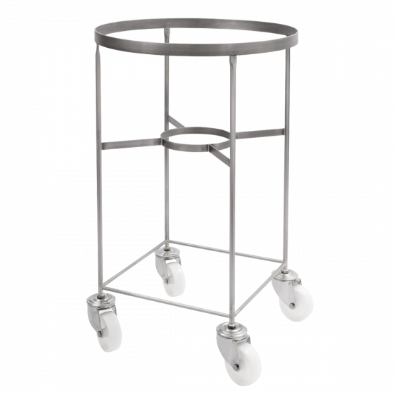 Stainless steel trolley for large volume semicircular container