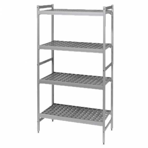 4-level modular shelving system with shelf inserts - small model