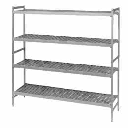 4-level modular shelving system with shelf inserts - large model